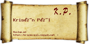 Krisán Pál névjegykártya